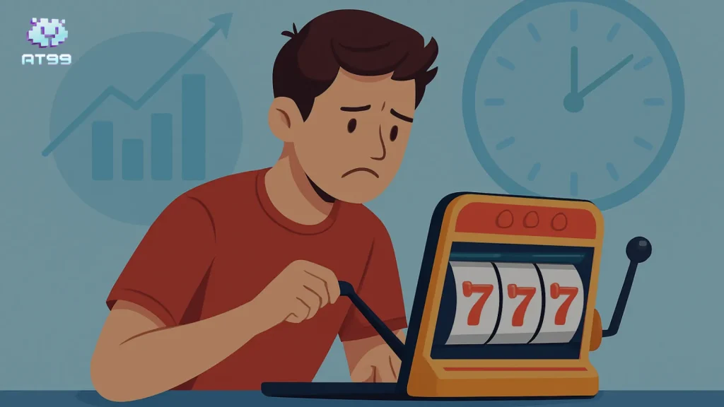 usdt娛樂城插圖，展示近失效應下的玩家操作老虎機時的心理狀態